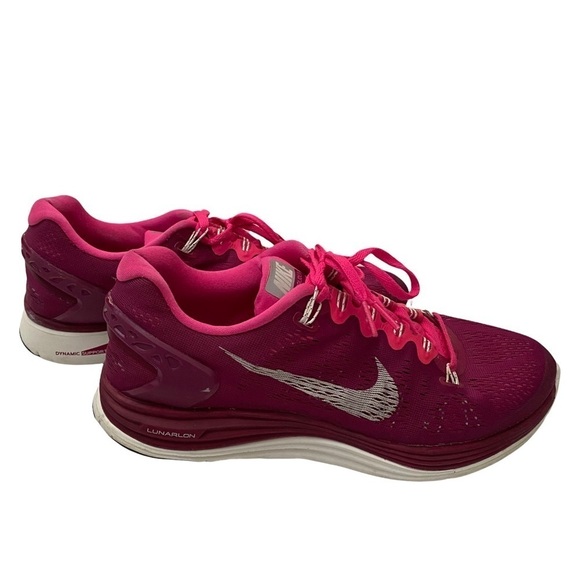 Nike Lunarglide 5 Running Shoes Mesh Raspberry Pink Sz 9.5 Preowned - Picture 2 of 13